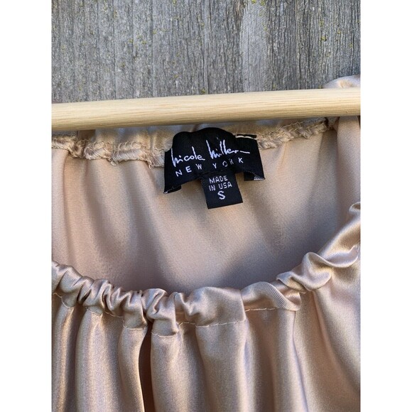 NICOLE MILLER Satin 2-Piece Camisole & Skirt Set Sz Small Champagne Classy Chic - Picture 10 of 14